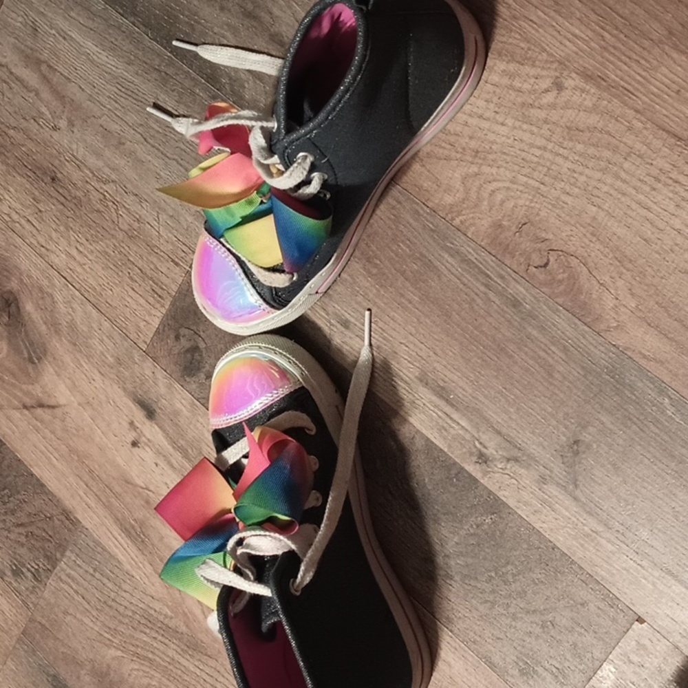 Jojo siwa blue jean rainbow colors bow ankle top shoes - Picture 5 of 5